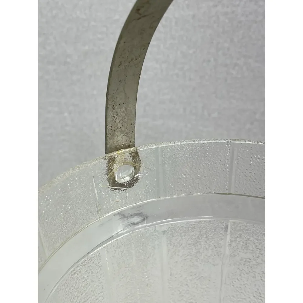 Vintage Anchor Hocking Clear Glass Ice Bucket Metal Handle Retro MCM Barware